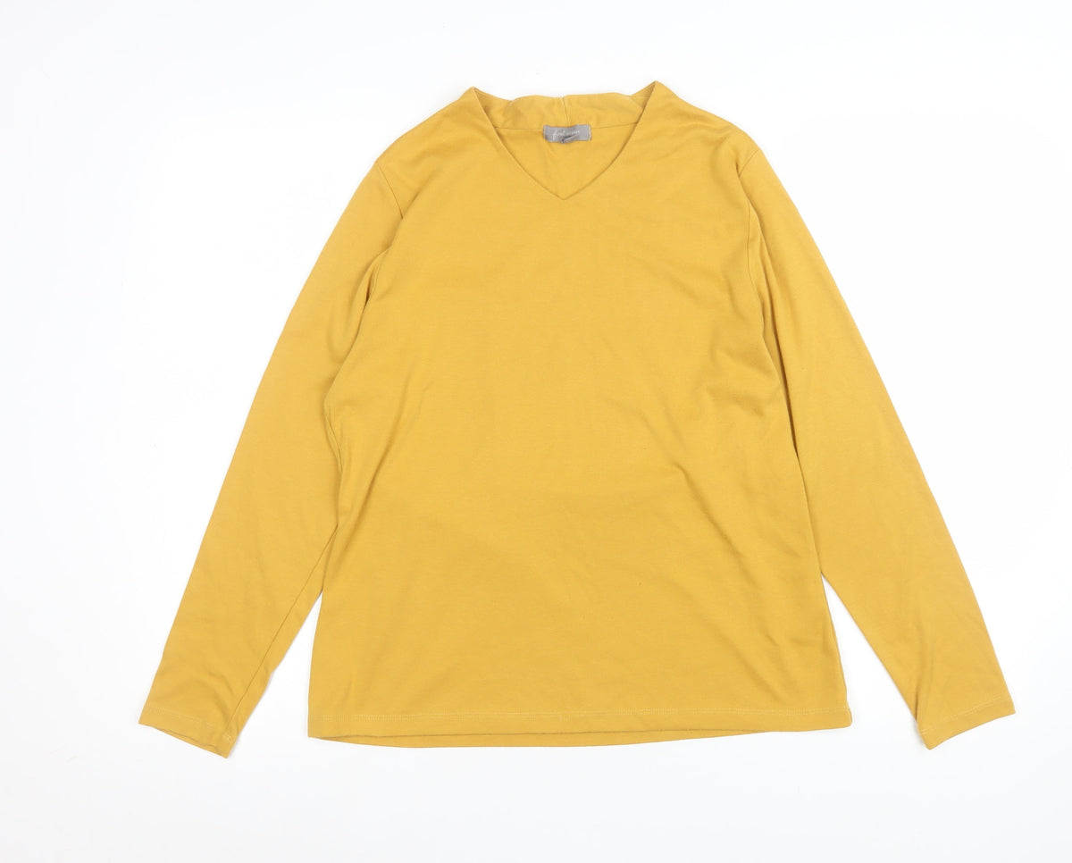 Womens UK Size L Freshwear Yellow Basic T-Shirt