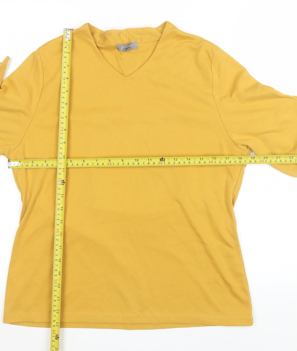 Womens UK Size L Freshwear Yellow Basic T-Shirt