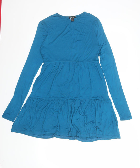 Boohoo Women's Blue Long Sleeve Skater Dress Size 10
