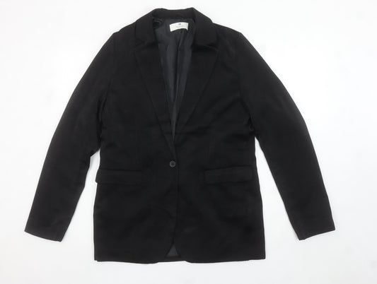 H&M Women’s Black Blazer Jacket Size UK 14+ Classic Single-Breasted