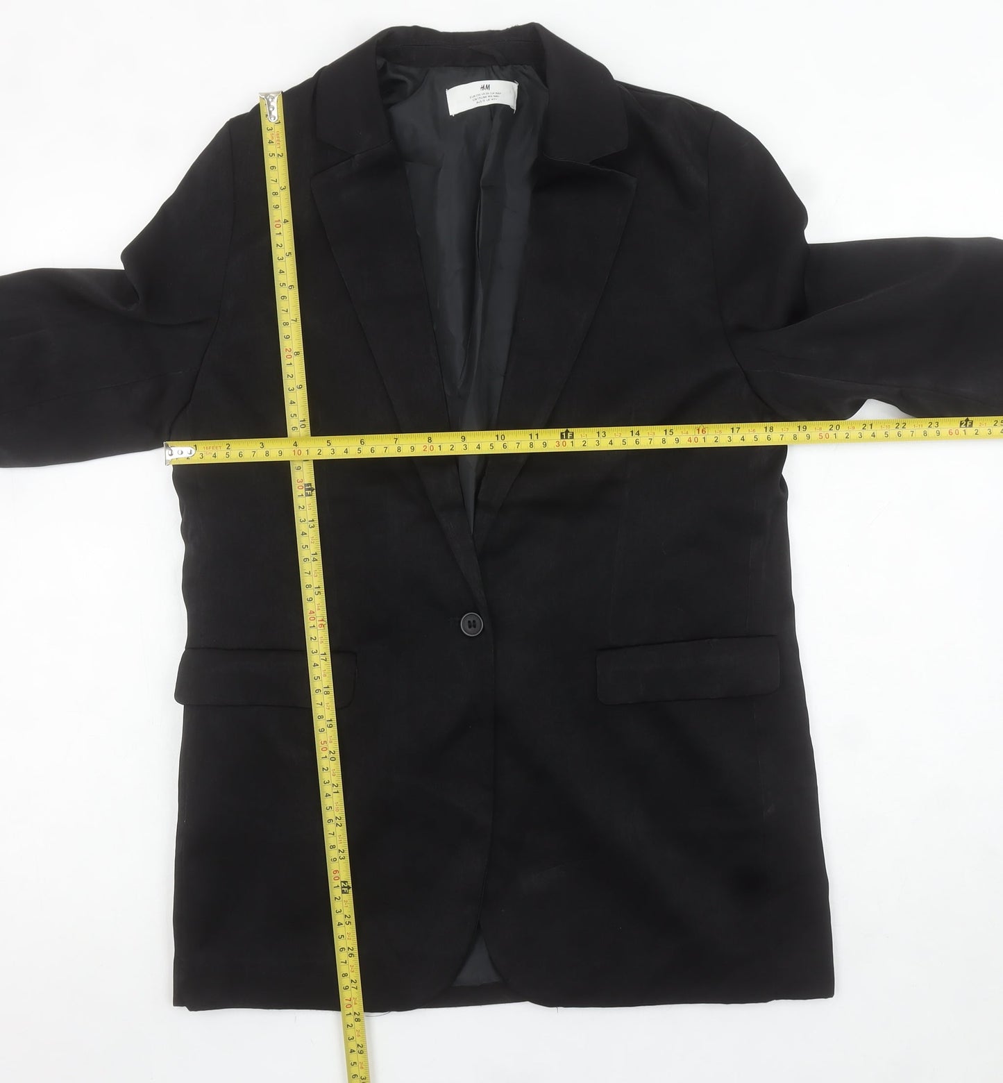H&M Women’s Black Blazer Jacket Size UK 14+ Classic Single-Breasted