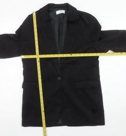 H&M Women’s Black Blazer Jacket Size UK 14+ Classic Single-Breasted