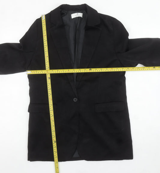 H&M Women’s Black Blazer Jacket Size UK 14+ Classic Single-Breasted