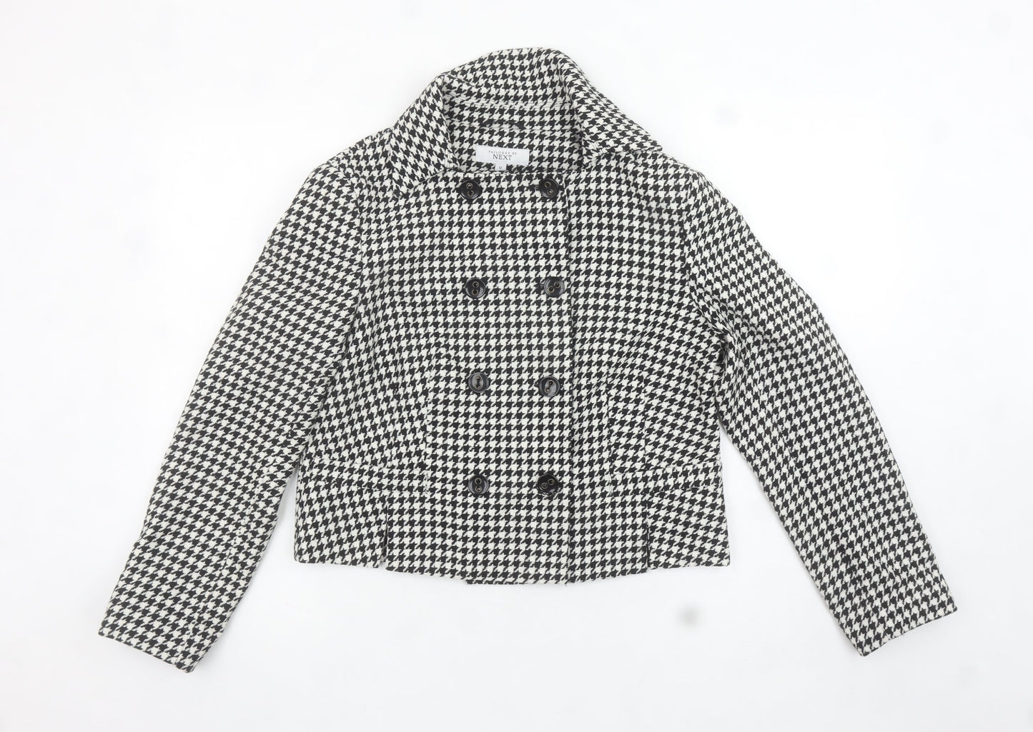 NEXT Women’s Black Houndstooth Double-Breasted Wool Blend Jacket Size 12