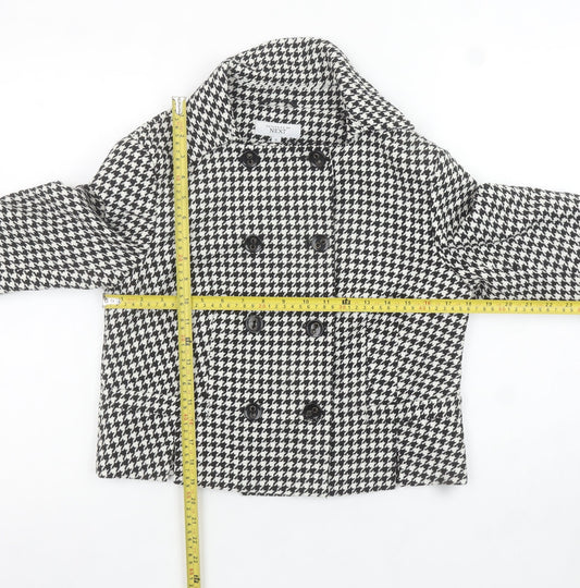 NEXT Women’s Black Houndstooth Double-Breasted Wool Blend Jacket Size 12