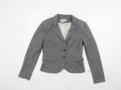 H&M Women's Grey Slim Fit Single-Breasted Blazer Size 8