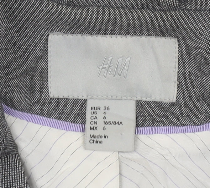 H&M Women's Grey Slim Fit Single-Breasted Blazer Size 8
