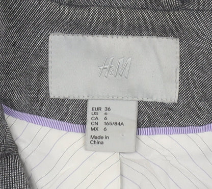 H&M Women's Grey Slim Fit Single-Breasted Blazer Size 8