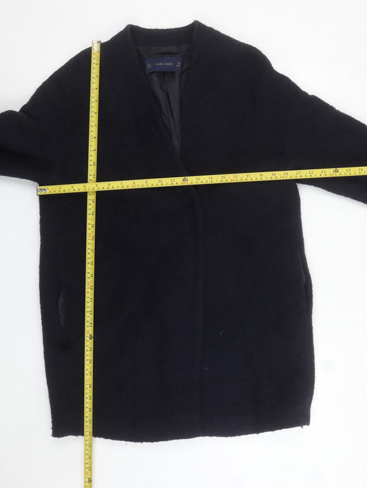 Womens UK Size 8 Zara Black Overcoat