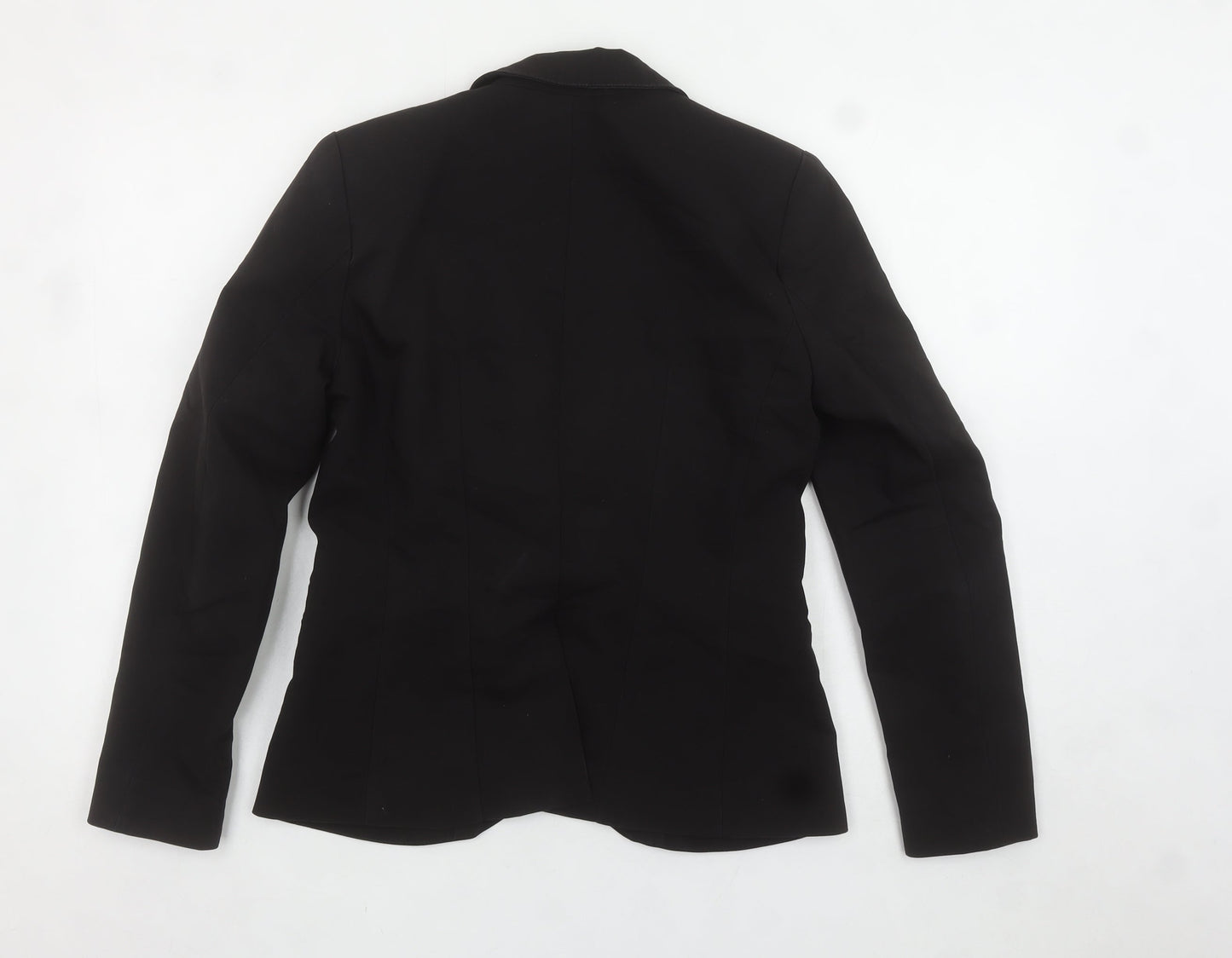 H&M Women Black Cotton Blend One-Button Blazer UK 10