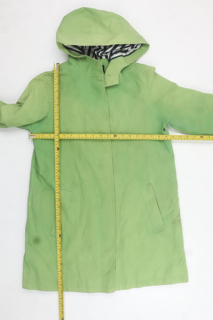 Boden Women Green Hooded Rain Coat Size 12 Cotton Mid-Length