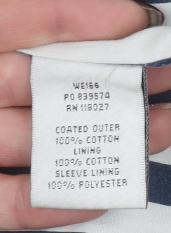 Boden Women Green Hooded Rain Coat Size 12 Cotton Mid-Length