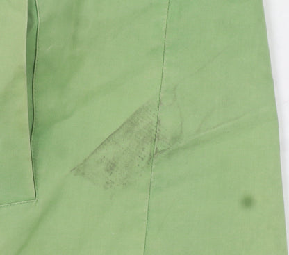 Boden Women Green Hooded Rain Coat Size 12 Cotton Mid-Length