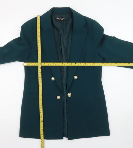 Miss Selfridge Women's Green UK 12 Double-Breasted Blazer