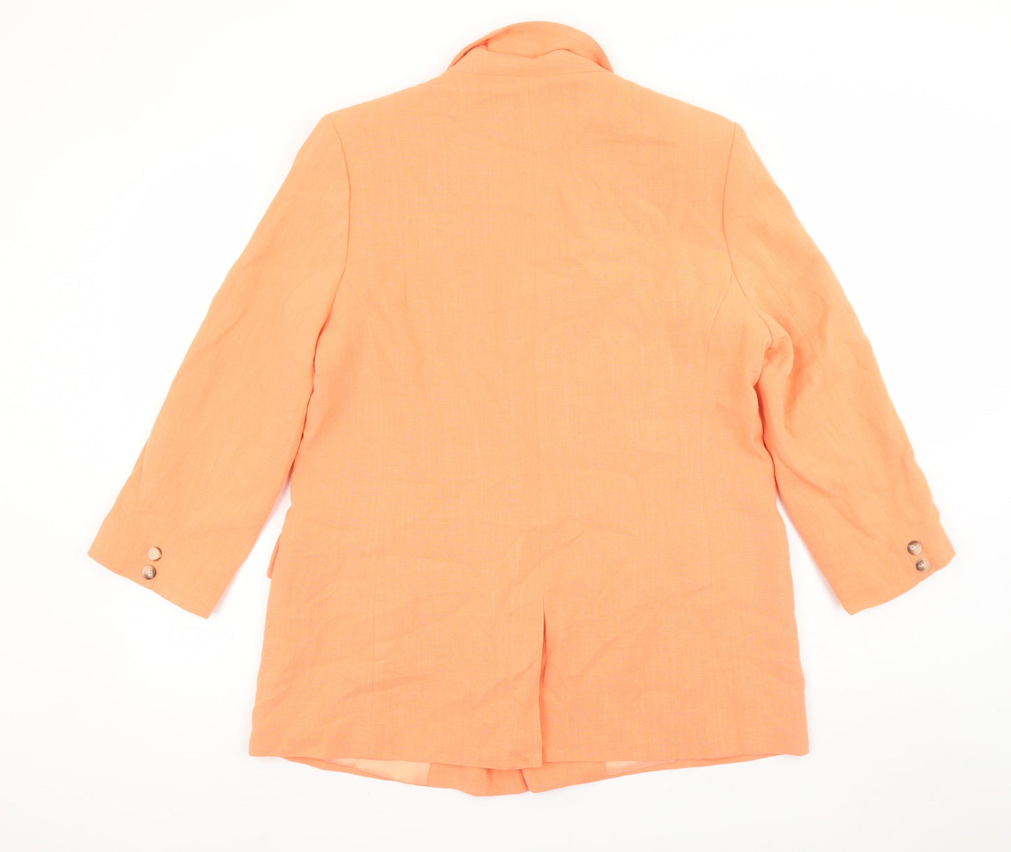 Primark Cares Women's Orange Double-Breasted Blazer UK 14 Linen Blend