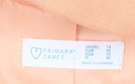 Primark Cares Women's Orange Double-Breasted Blazer UK 14 Linen Blend