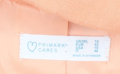 Primark Cares Women's Orange Double-Breasted Blazer UK 14 Linen Blend