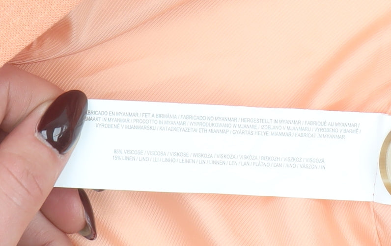 Primark Cares Women's Orange Double-Breasted Blazer UK 14 Linen Blend