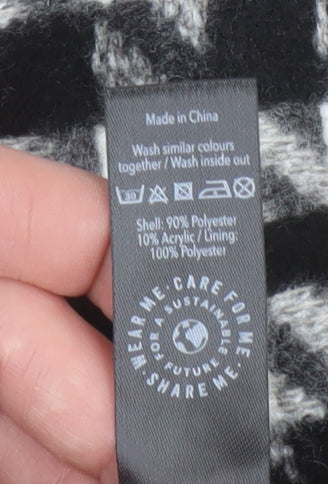 George Women Black & White Check Mid-Length Button Jacket Size M 12-14