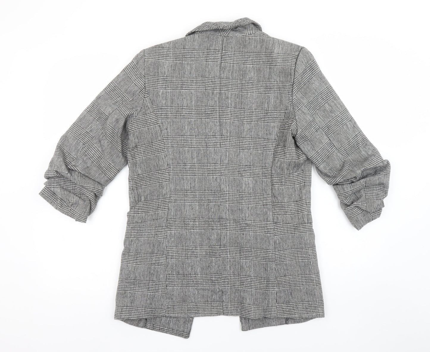 Primark Women Grey Check Blazer Jacket Size 8 Regular Fit