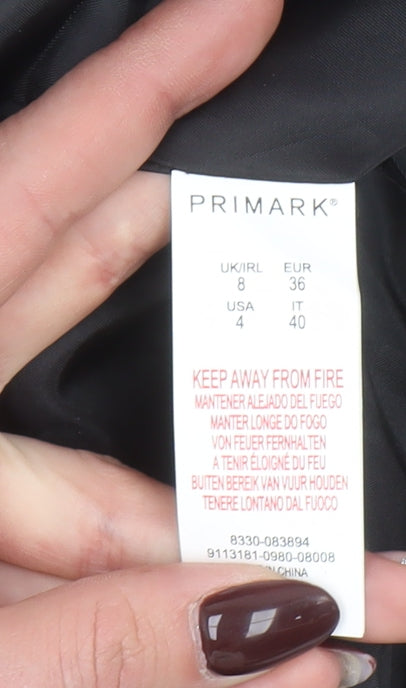 Primark Women Grey Check Blazer Jacket Size 8 Regular Fit