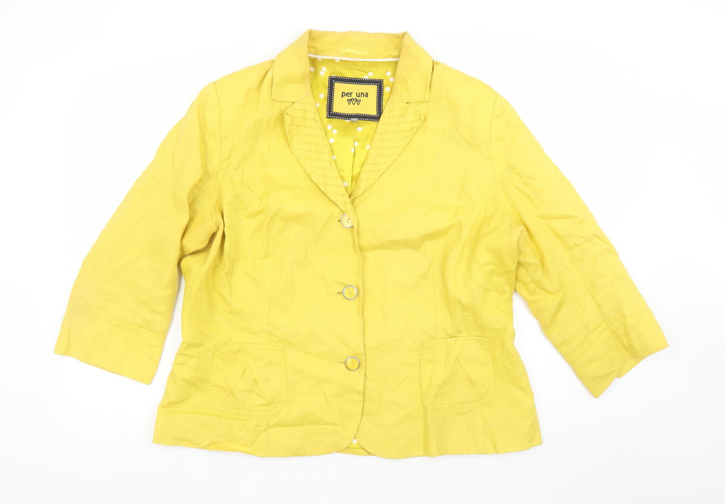 Marks and Spencer Per Una Yellow Linen Blazer Women's Size 18 Lined Jacket