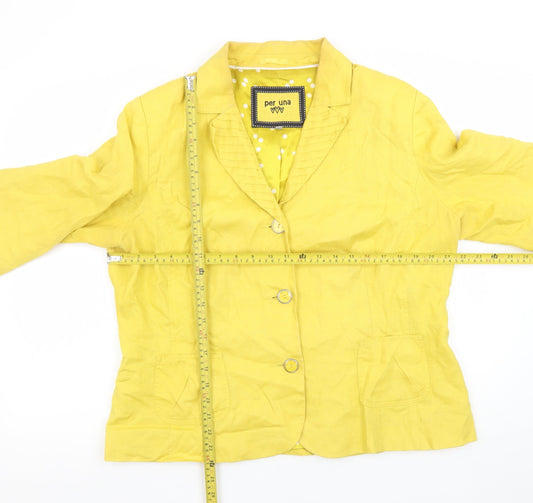 Marks and Spencer Per Una Yellow Linen Blazer Women's Size 18 Lined Jacket