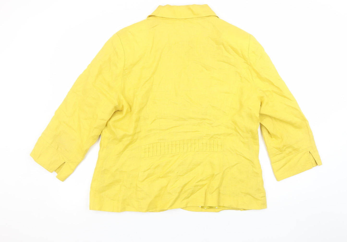 Marks and Spencer Per Una Yellow Linen Blazer Women's Size 18 Lined Jacket