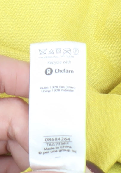 Marks and Spencer Per Una Yellow Linen Blazer Women's Size 18 Lined Jacket