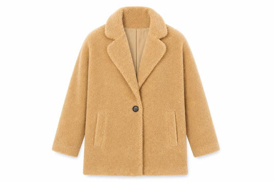 Next Girls Beige Teddy Fleece Single Breasted Coat 12 Years