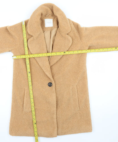 Next Girls Beige Teddy Fleece Single Breasted Coat 12 Years