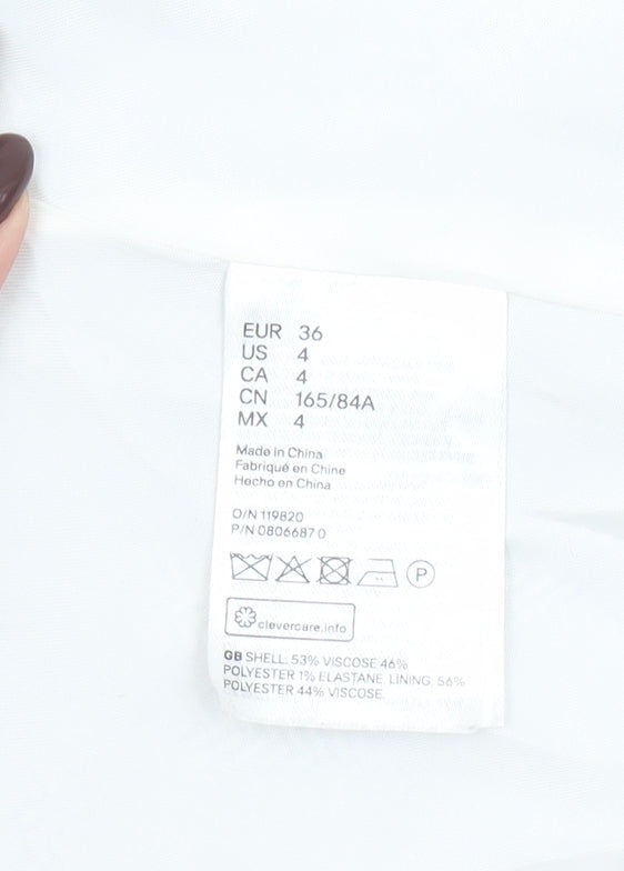 H&M Women's Grey Herringbone Blazer Size 8 Regular Fit Jacket