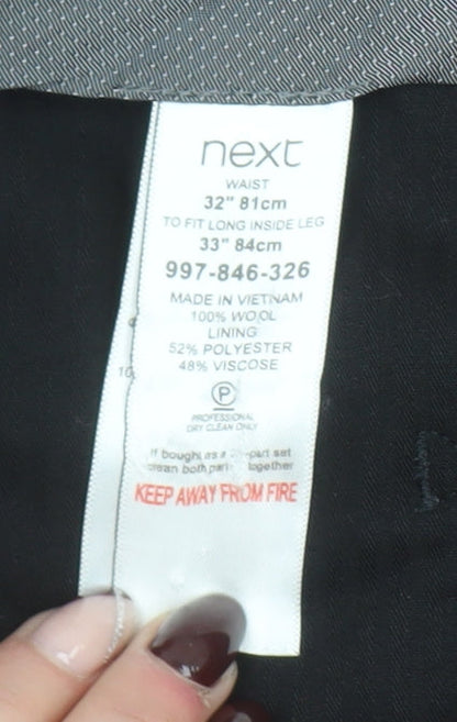 Next Men's Black Wool Dress Trousers 32W 33L Classic Fit