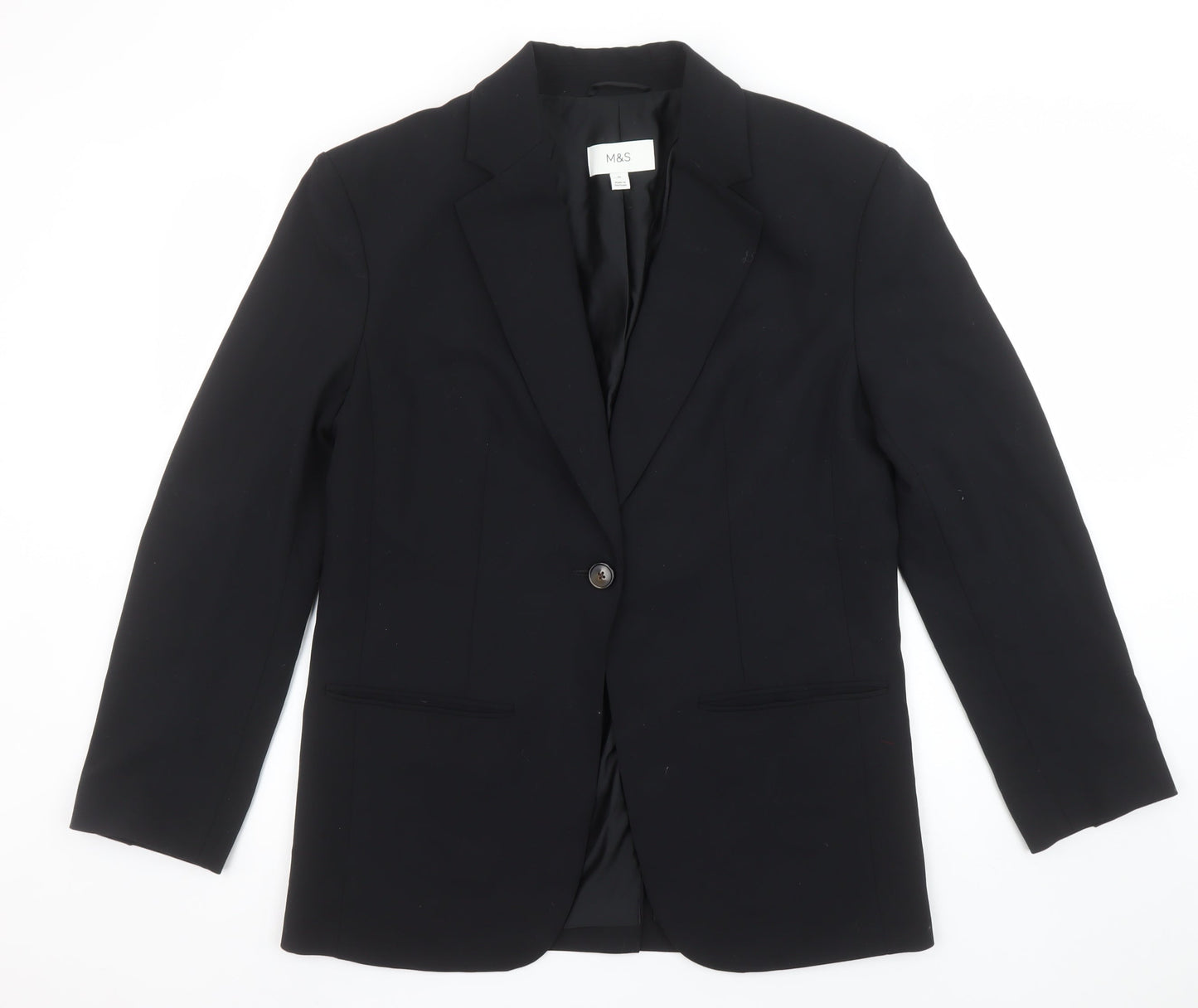 Marks and Spencer Women's Black Single-Breasted Blazer Size 10
