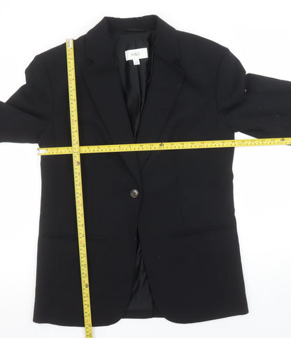 Marks and Spencer Women's Black Single-Breasted Blazer Size 10
