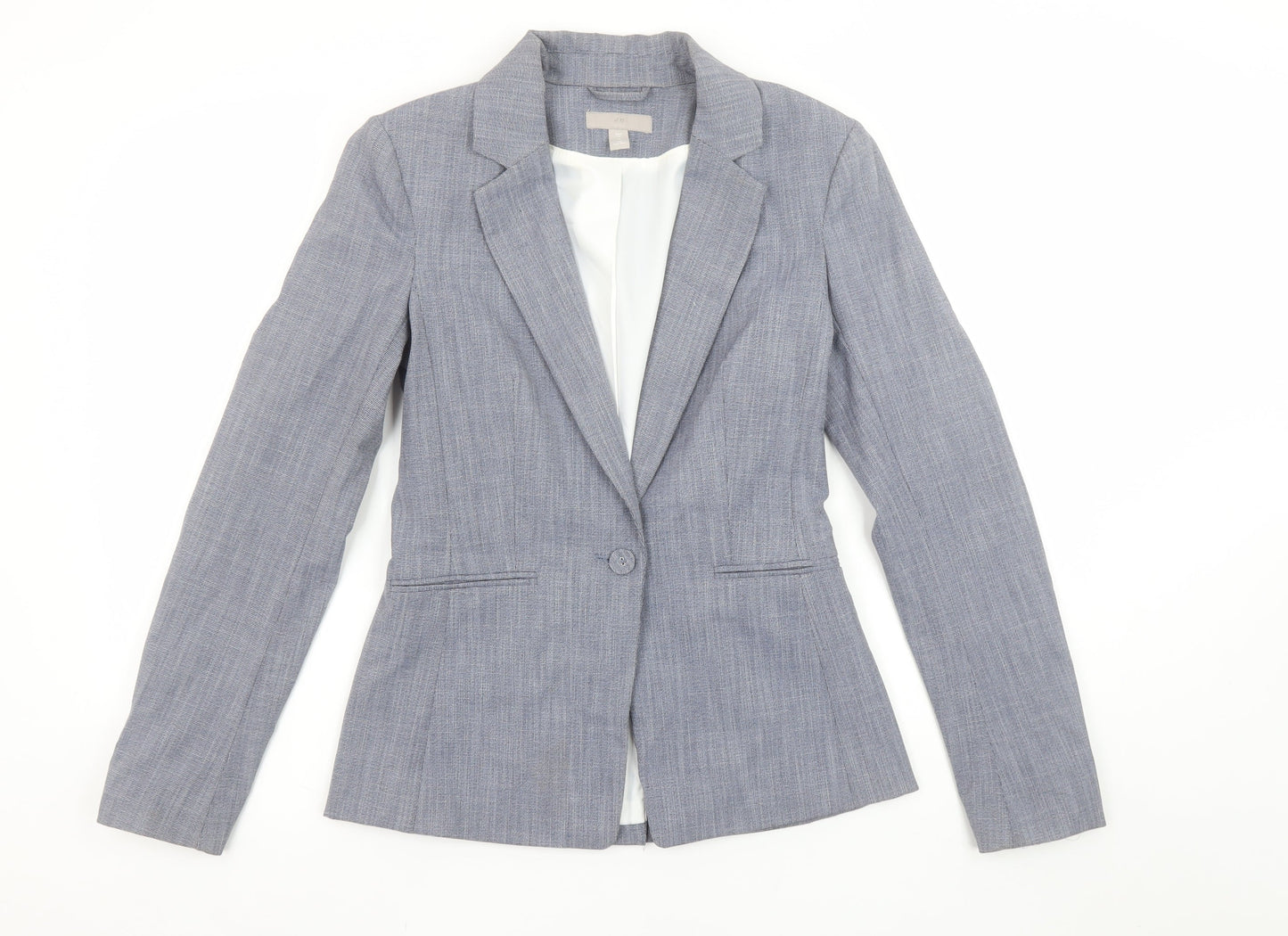 H&M Women’s Grey Slim Fit Blazer UK 6 Single Breasted Work Jacket