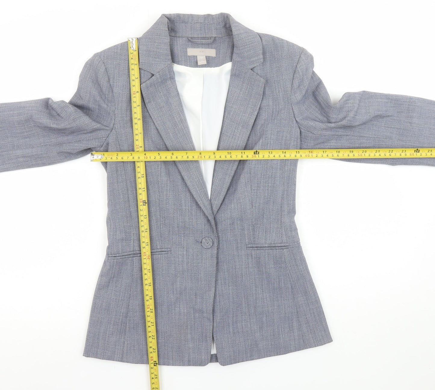 H&M Women’s Grey Slim Fit Blazer UK 6 Single Breasted Work Jacket