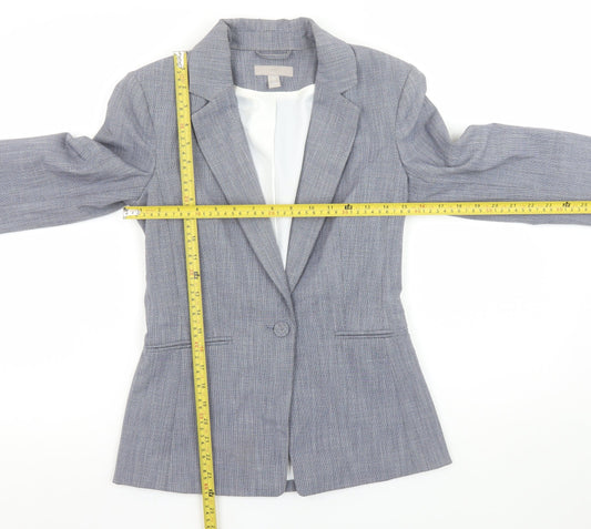 H&M Women’s Grey Slim Fit Blazer UK 6 Single Breasted Work Jacket