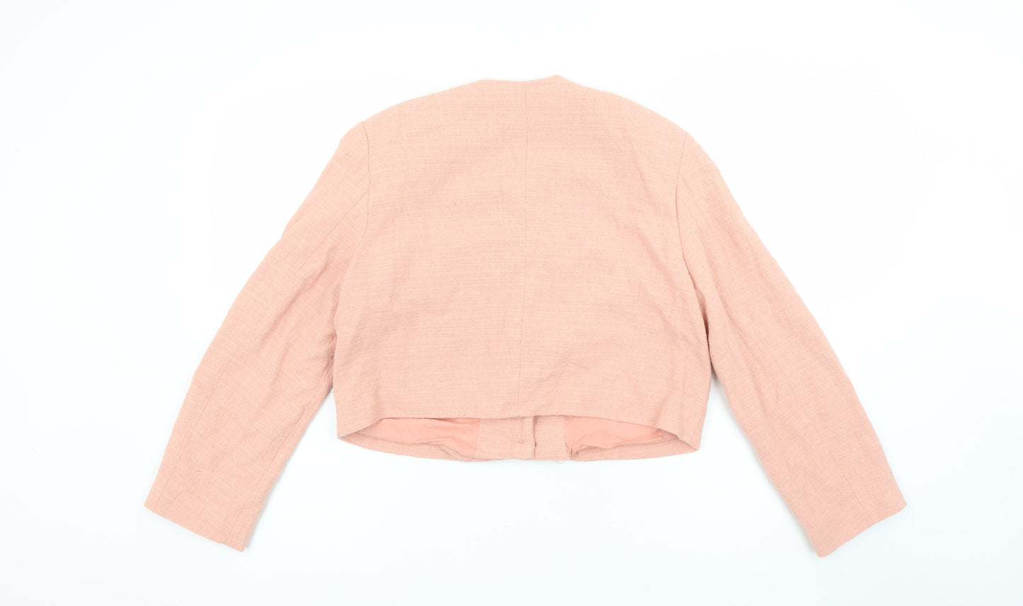 Zara Women's Pink Cropped Tweed Blazer Size 8 Lined Tailored Jacket