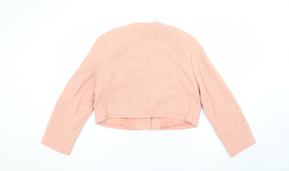 Zara Women's Pink Cropped Tweed Blazer Size 8 Lined Tailored Jacket