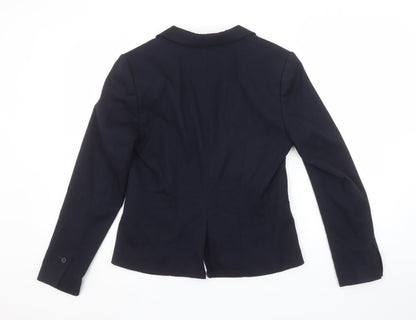 H&M Women's Navy Blue Blazer Size 10 Tailored Single-Breasted Jacket