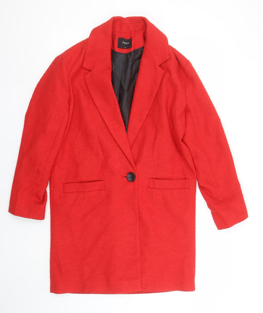 Papaya Women Red Regular Fit Mid-Length Overcoat Size 8