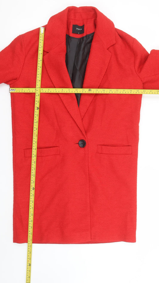 Papaya Women Red Regular Fit Mid-Length Overcoat Size 8