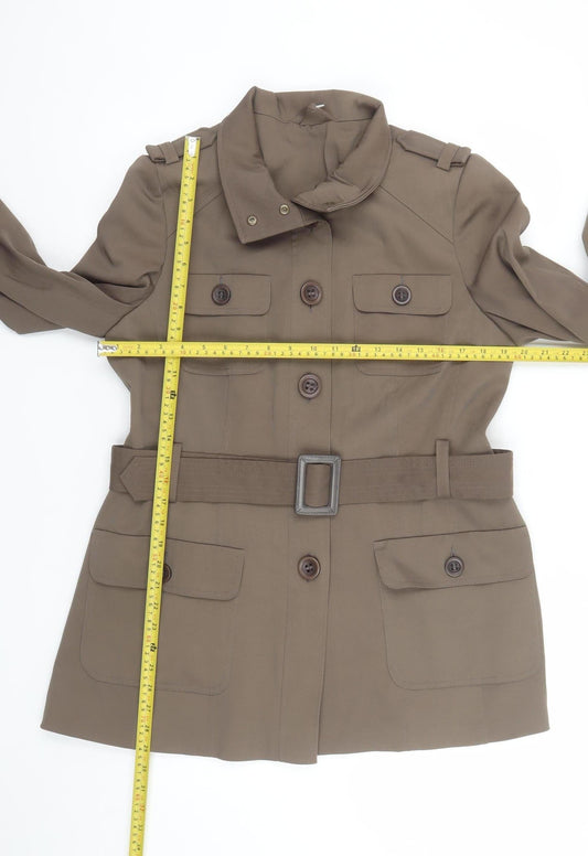 F&F Women’s Brown Military Jacket Size 14 Belted Twill Casual Coat