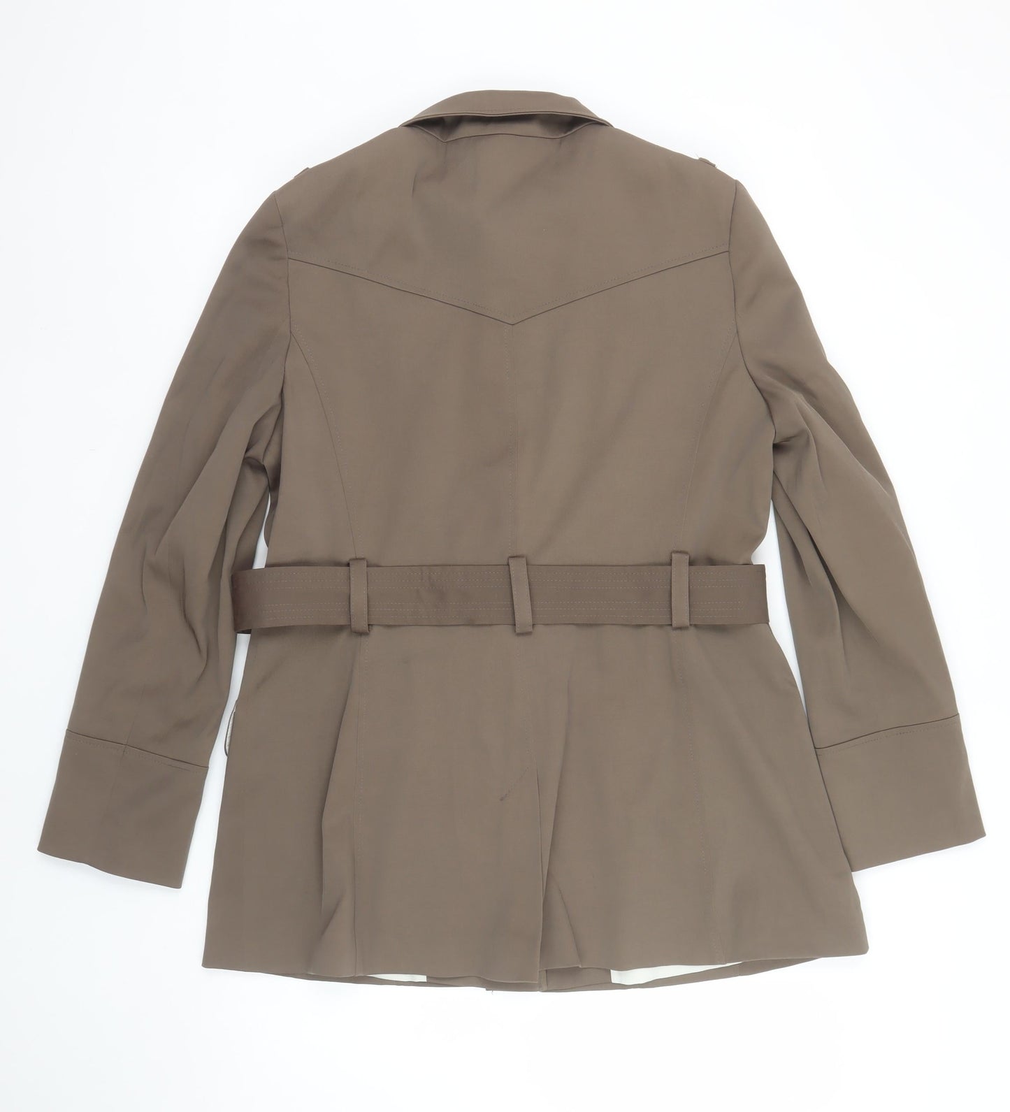 F&F Women’s Brown Military Jacket Size 14 Belted Twill Casual Coat