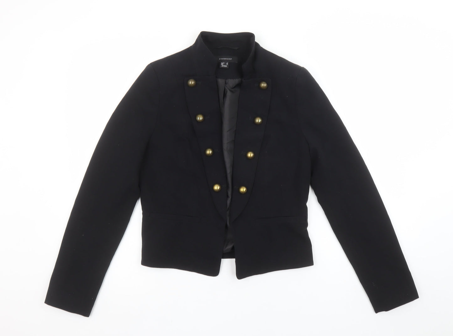 Atmosphere Women's Black Size 8 Military Style Double-Breasted Blazer