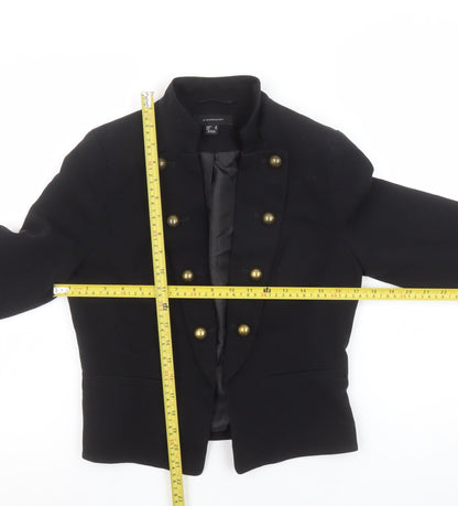 Atmosphere Women's Black Size 8 Military Style Double-Breasted Blazer