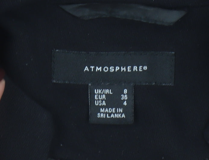 Atmosphere Women's Black Size 8 Military Style Double-Breasted Blazer