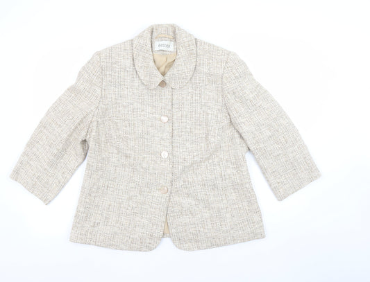 Eastex Women Beige Tweed Blazer Jacket UK 14 Classic Lined