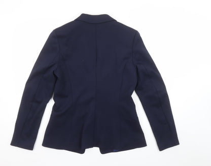 H&M Women Navy Blue Single-Breasted Blazer Size 12 Classic Workwear Jacket